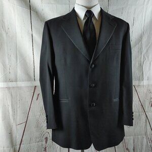 Vito Rufolo Italian Made 42R Super 120s Wool 3 Button Black Tuxedo Suit Blazer